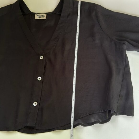 Show Me Your MuMu Black Cropped Blouse Size L - Picture 7 of 7